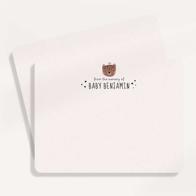 Convites Cute Bear Crown Baby Boy Nursery Note Card (Criador carregado)