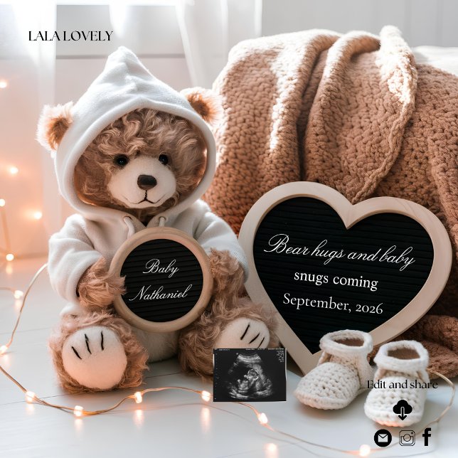 Convites Cute Bear Gender Neutral Baby Announcement (Criador carregado)