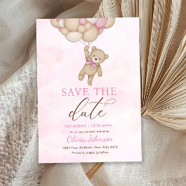 Convites Cute Bear Pink Save the Date