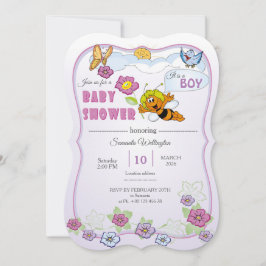 Convites Cute Bee Baby Shower Invitation. It is a boy!