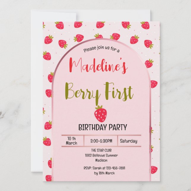 Convites Cute Berry First Arch invitation  (Frente)