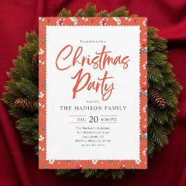 Convites Cute Berry Pattern Handwritten Christmas Party