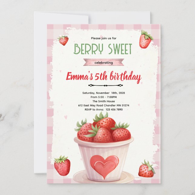 Convites Cute berry sweet party invite (Frente)
