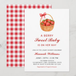 Convites Cute Berry Sweet Strawberry Girl Baby Shower