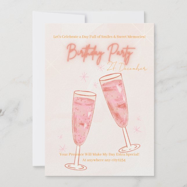 Convites cute BIRTHDAY PARTY INVITE (Frente)