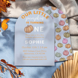 Convites Cute Blue 1st Birthday | Our little Pumpkin
