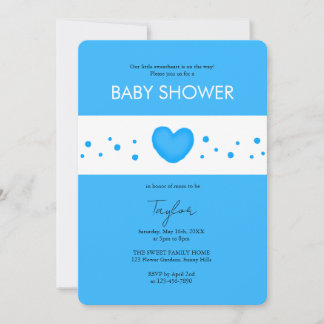 Convites Cute Blue Heart Baby Shower Invitation
