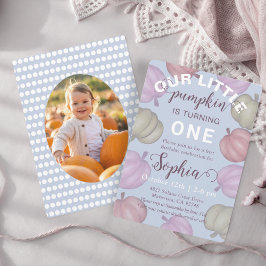 Convites Cute Blue Our Little Pumpkin Fall Birthday