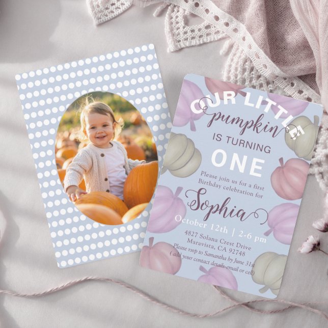 Convites Cute Blue Our Little Pumpkin Fall Birthday (Criador carregado)