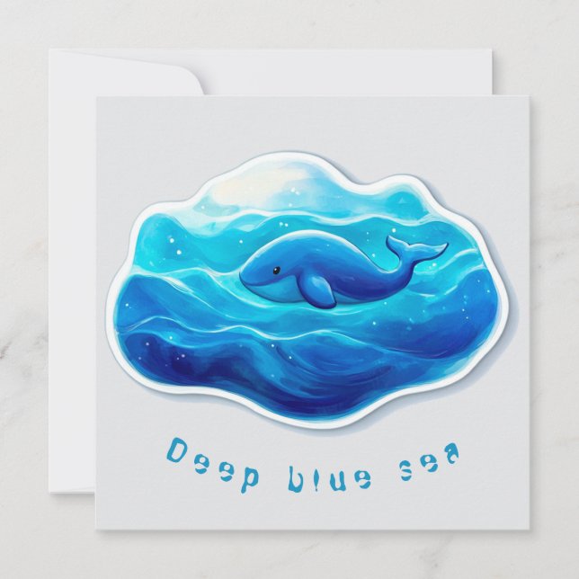 Convites Cute Blue Whale, personalized (Frente)