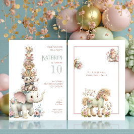 Convites Cute Boho Animal Birthday Party