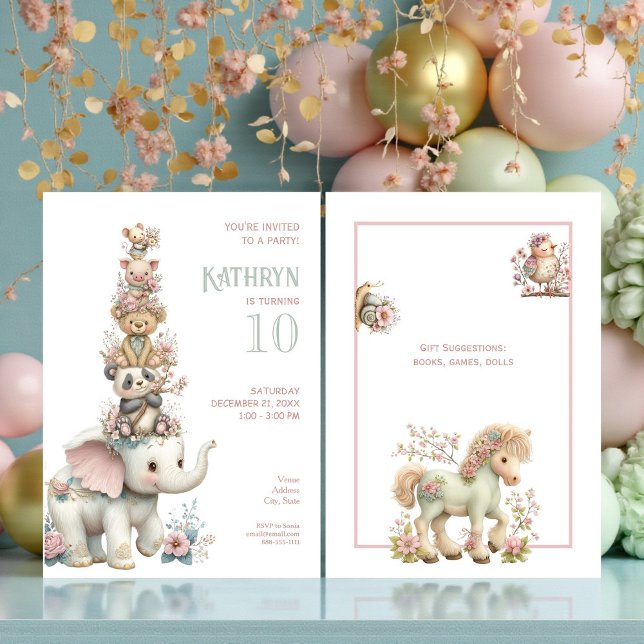 Convites Cute Boho Animal Birthday Party (Criador carregado)