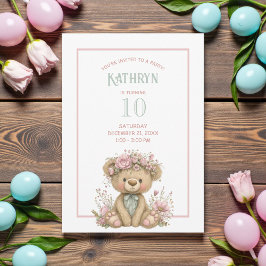 Convites Cute Boho Teddy Bear Birthday Party