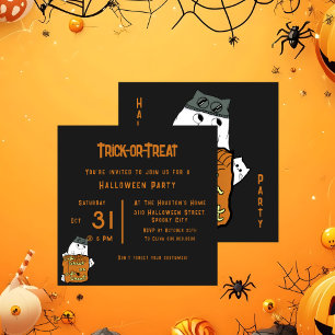Convites Cute Boo - Festa de Trick ou Tratar o Halloween