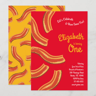 Convites Cute Breakfast Brunch Kid Party Bacon