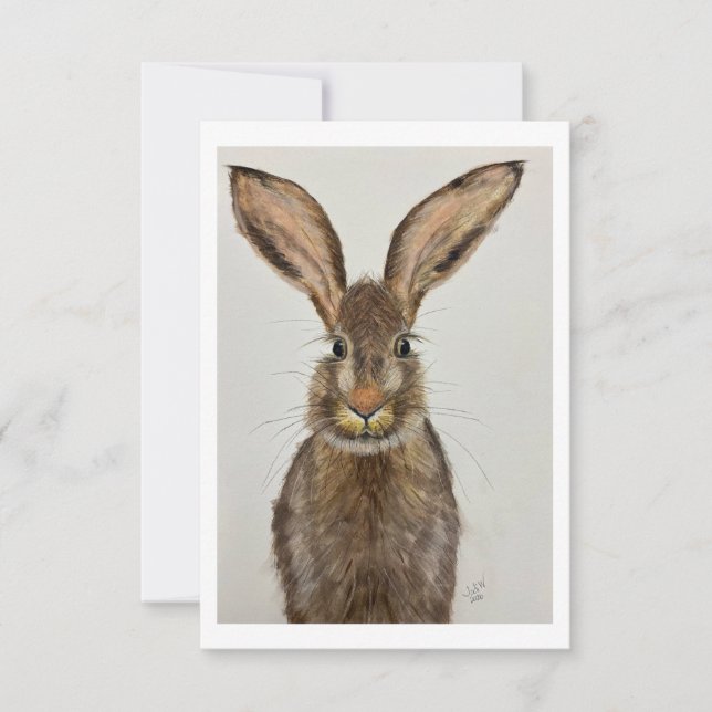 Convites Cute Brown Bunny Note card - Original artwork (Frente)