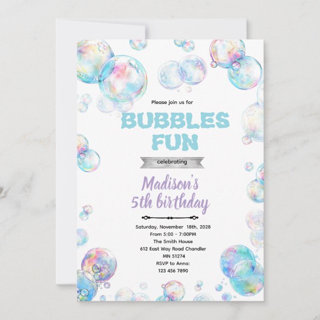 Convites Cute bubble theme party invitation (Frente)