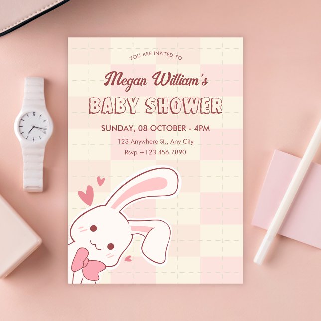 Convites Cute bunny baby shower  (Criador carregado)