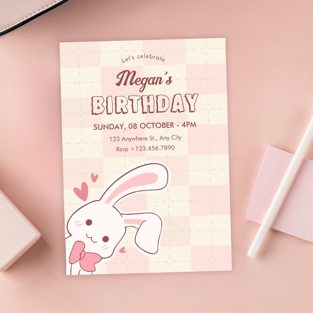 Convites Cute bunny birthday (Criador carregado)
