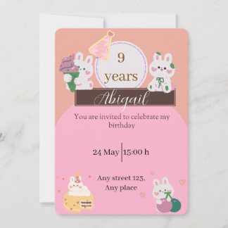 Convites Cute Bunny Birthday Invitation