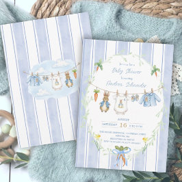 Convites Cute Bunny Boy Clothesline Baby Shower