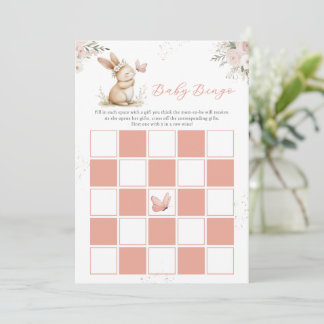 Convites Cute Bunny  Girl Baby Shower Baby Bingo Card