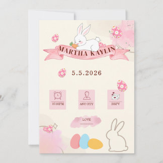 Convites Cute Bunny Pastel Template Baby Shower