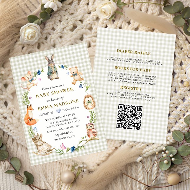 Convites Cute Bunny Rabbit Woodland Baby Shower (Criador carregado)