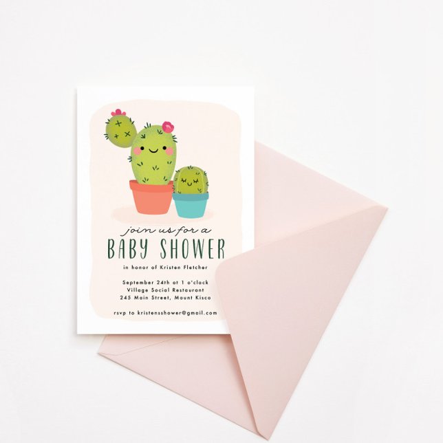 Convites Cute Cactus Baby Shower (Criador carregado)