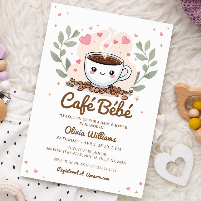 Convites Cute Cafe Bebe Está Fazendo Chá de fraldas De Café (Criador carregado)