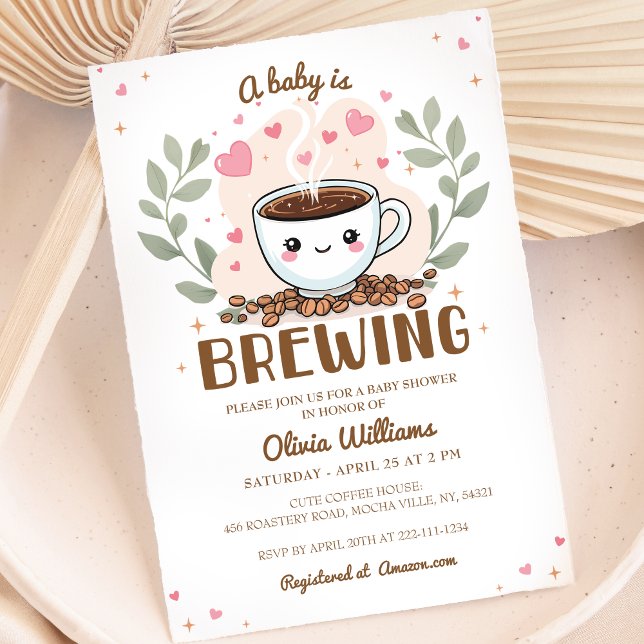 Convites Cute Cafe Bebe Está Fazendo Chá de fraldas De Café (Criador carregado)