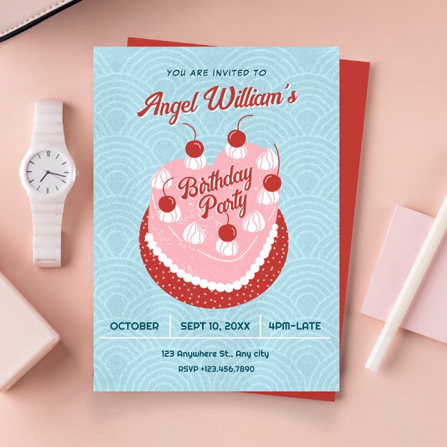 Convites Cute cake heart birthday (Criador carregado)