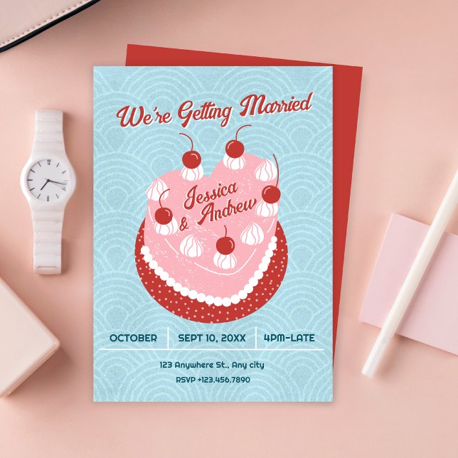 Convites Cute cake heart wedding (Criador carregado)