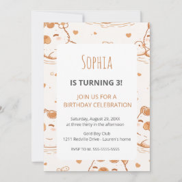 Convites Cute Capybara Kids Birthday Party Invitation