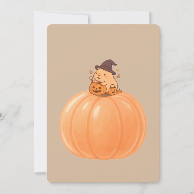 Convites Cute Capybara Pumpkin Halloween Card (Frente)