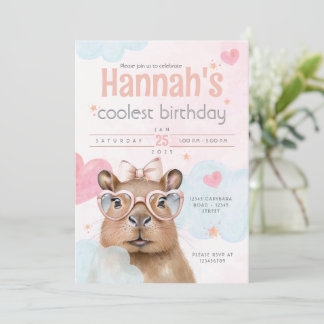 Convites Cute Capybara-Themed Birthday Invitation