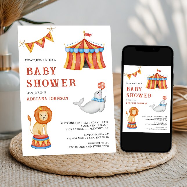 Convites Cute Carnival Circus Baby Shower (Criador carregado)