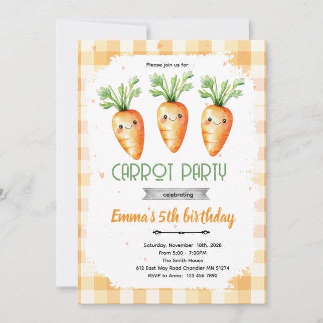 Convites Cute carrot party invitation (Frente)