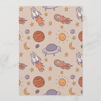 Convites Cute Cartoon Outer Space Seamless Pattern Design