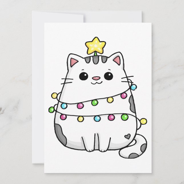 Convites Cute Cat Christmas design  (Frente)