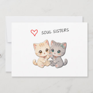 Convites Cute Cat Soul Sisters – Sister Friendship Card