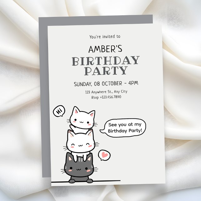 Convites Cute cats birthday  (Criador carregado)