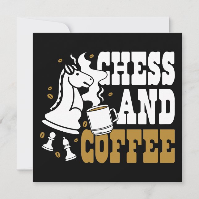 Convites Cute Chess and Coffee Chess Lover Knight Art (Frente)