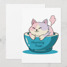 Cute Christmas Cat in Mug Morning Fuel Invitation