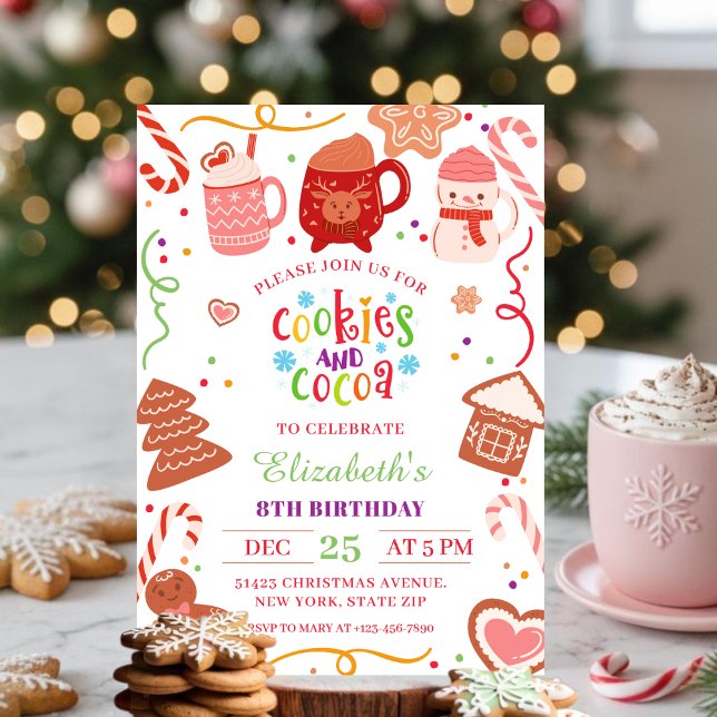 Convites Cute Christmas Cookies and Cocoa Birthday party  (Criador carregado)