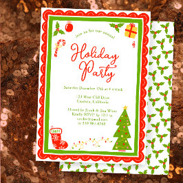 Convites Cute Christmas Icons Scallop CUSTOM Holiday Party