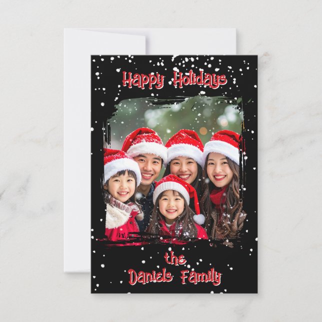 Convites Cute Christmas Snow Family  Photo Card (Frente)