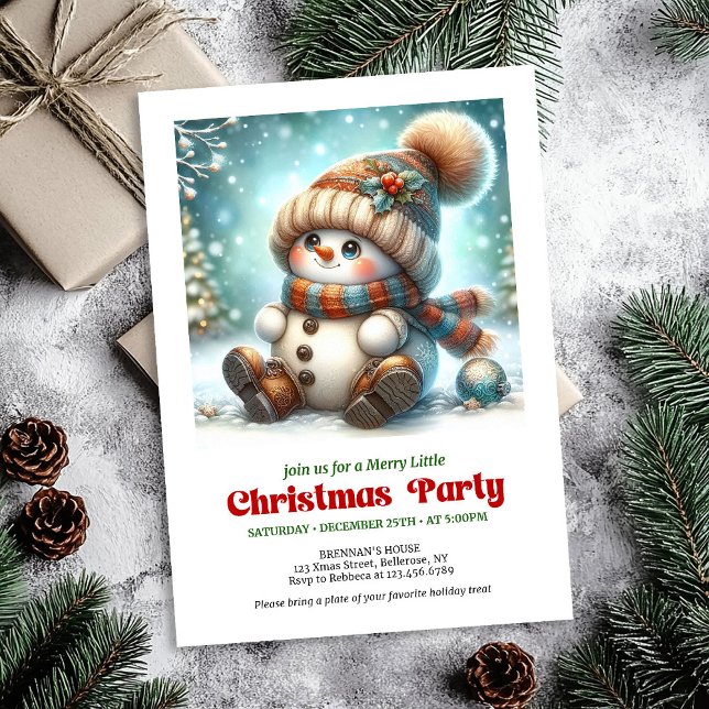 Convites Cute Christmas snowman digital download party card (Cute Christmas snowman digital download party card)