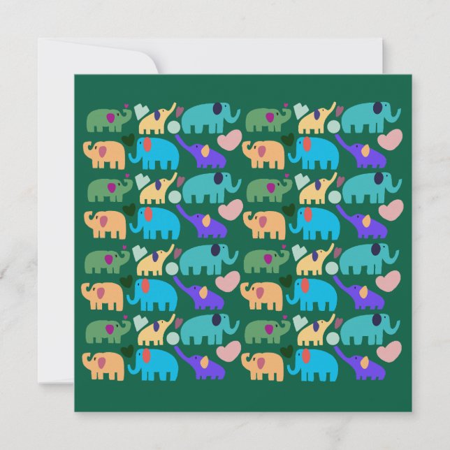 Convites Cute Colorful Elephant Seamless Pattern (Frente)