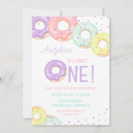 Convites Cute Colorful Sprinkle Donuts First Birthday